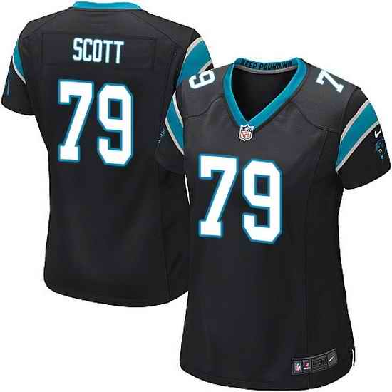 Nike Panthers #79 Chris Scott Black Team Color Women Stitched NFL Jersey